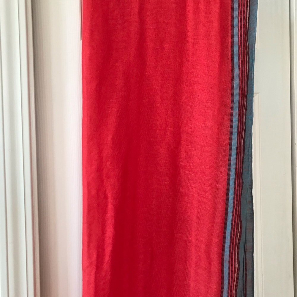 Long Red Striped Scarf - Picture 2 of 5